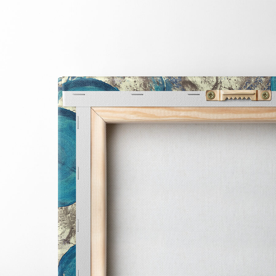 Ein blaues und silbernes Kreisbild