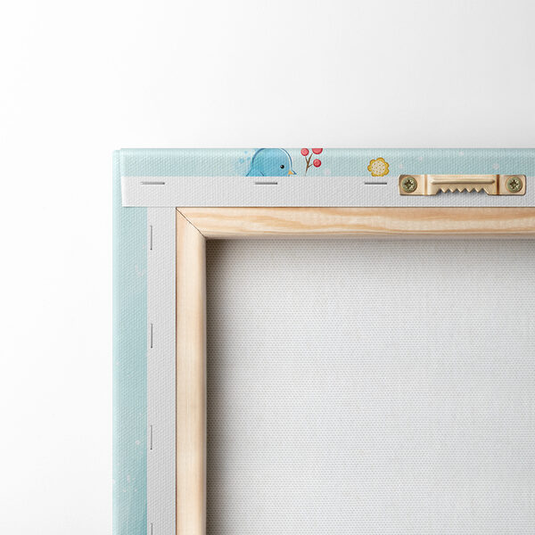 A cartoon deer with flowers and birds