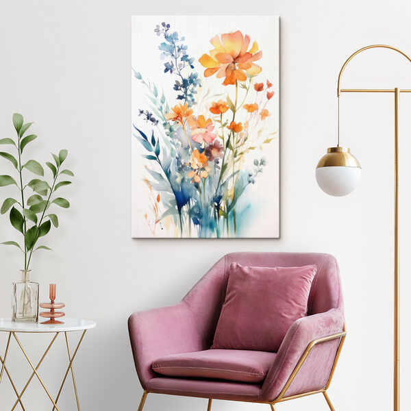 Ein Gemälde mit Blumen und Blättern Ein Gemälde mit Blumen und Blättern