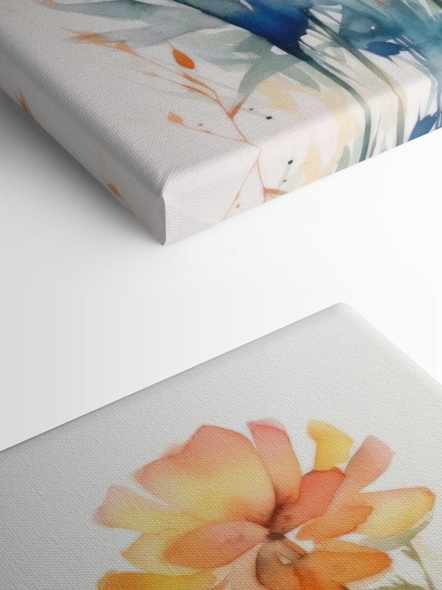 Ein Gemälde mit Blumen und Blättern