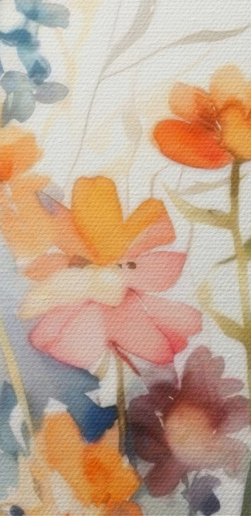 Ein Gemälde mit Blumen und Blättern