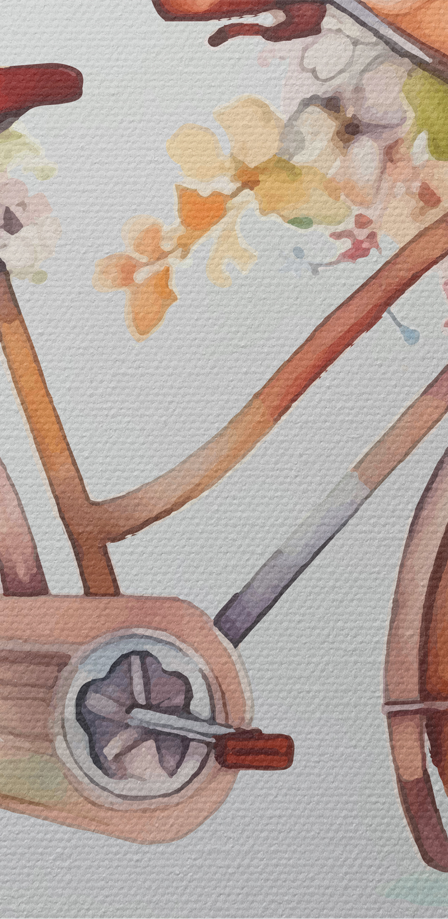 Ein Aquarell eines Fahrrads mit Blumen darauf