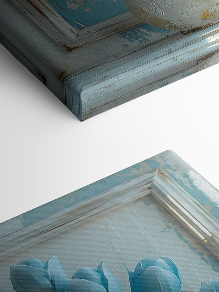 Vase of blue and yellow tulips Vase of blue and yellow tulips