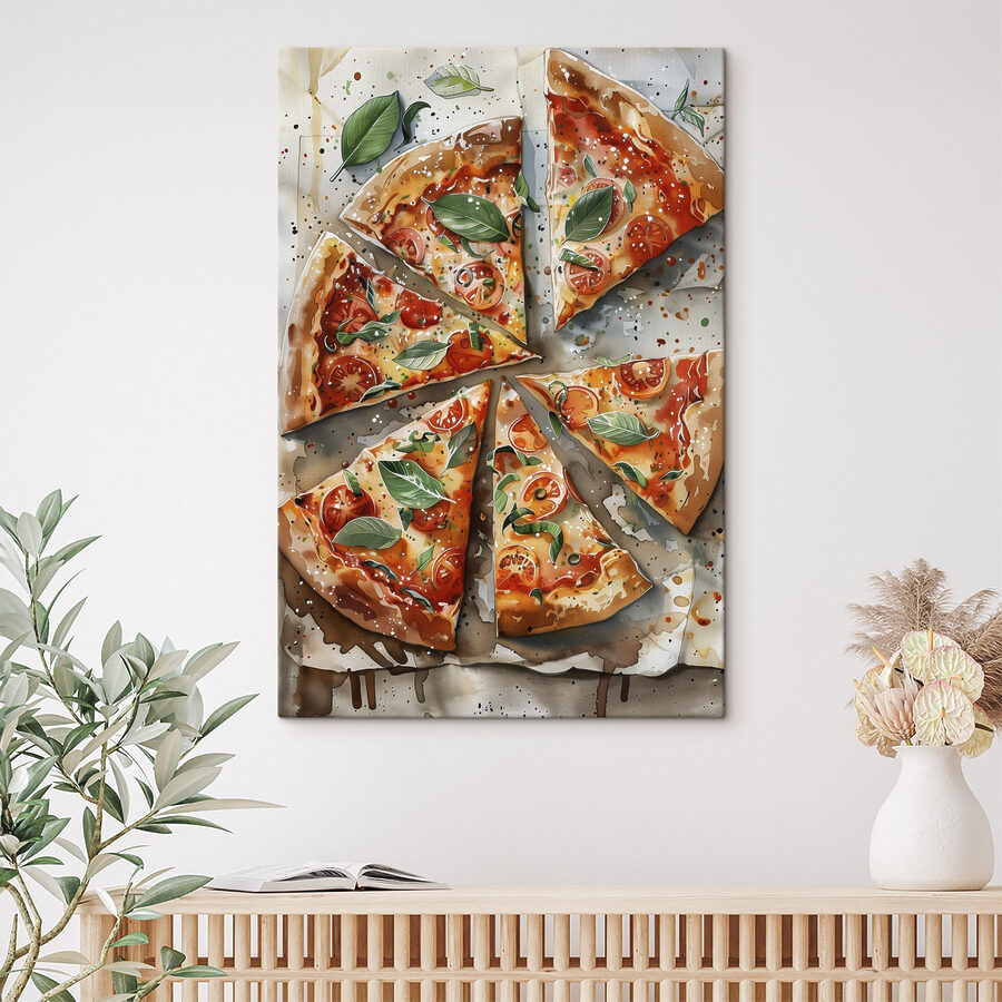 Pizza mit Tomaten und Basilikum