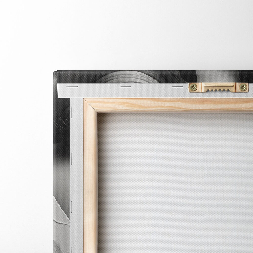 Red lips amidst abstract design