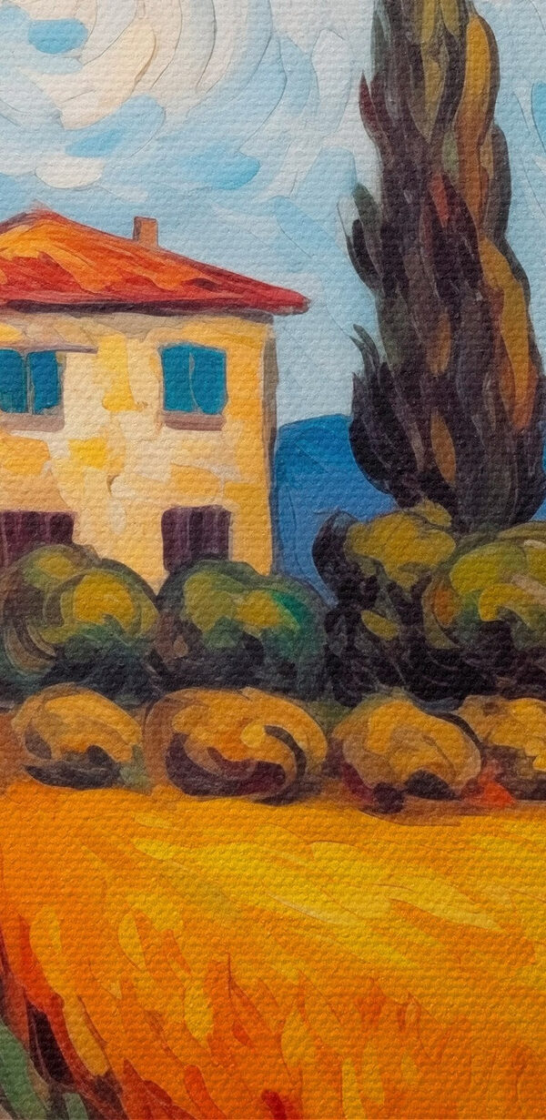 Gemälde eines Hauses in einem Weizenfeld Gemälde eines Hauses in einem Weizenfeld