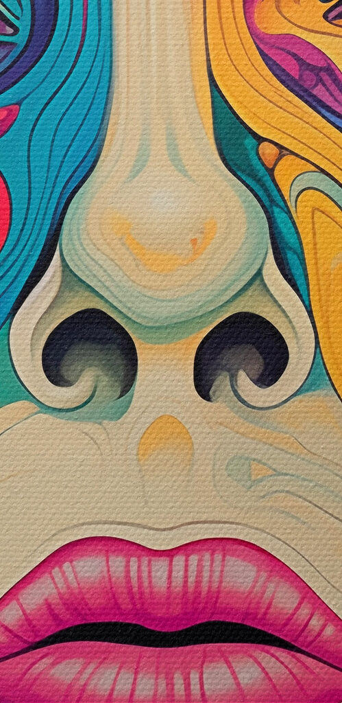 Colorful face with eyes and lips