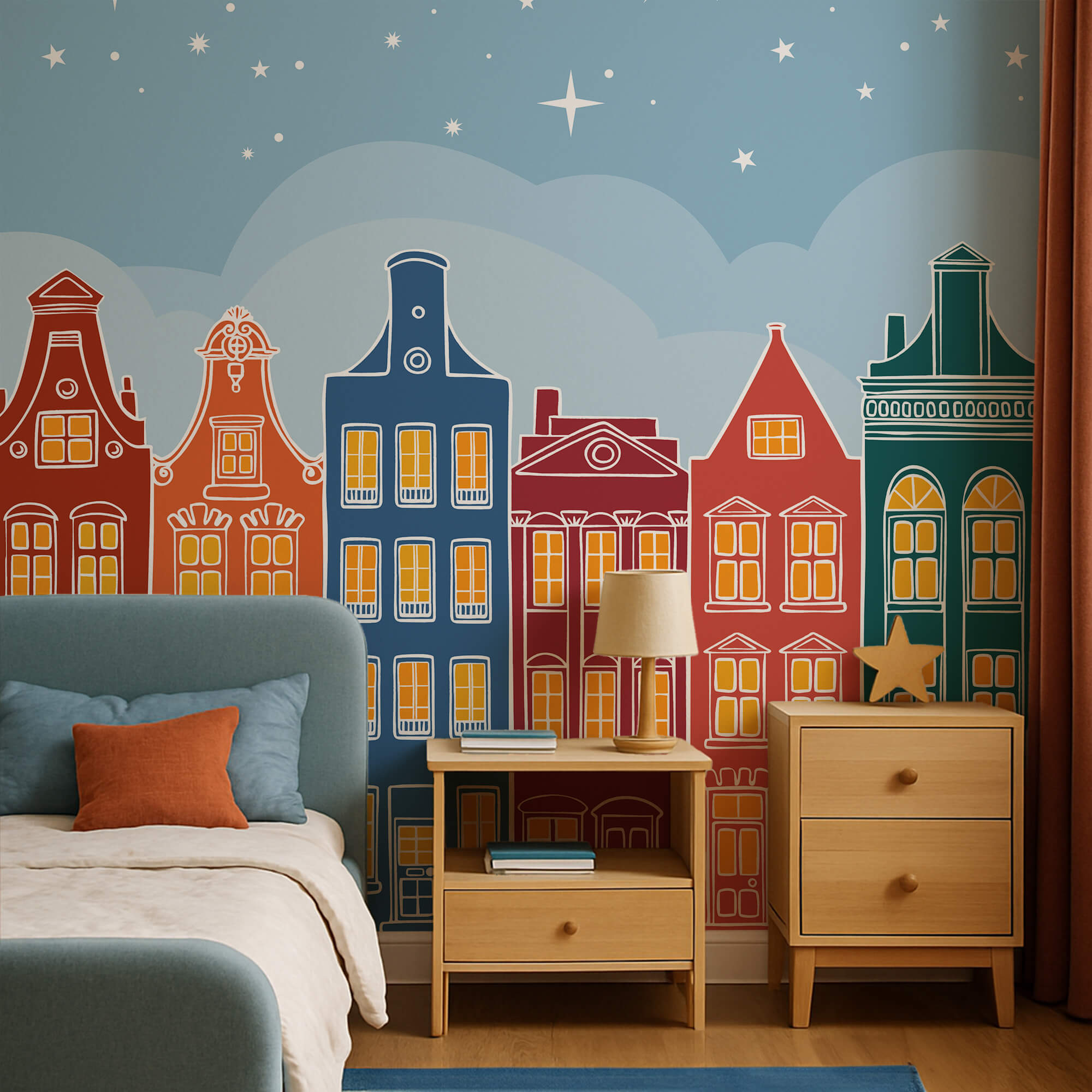 Reihe von bunten Gebäuden