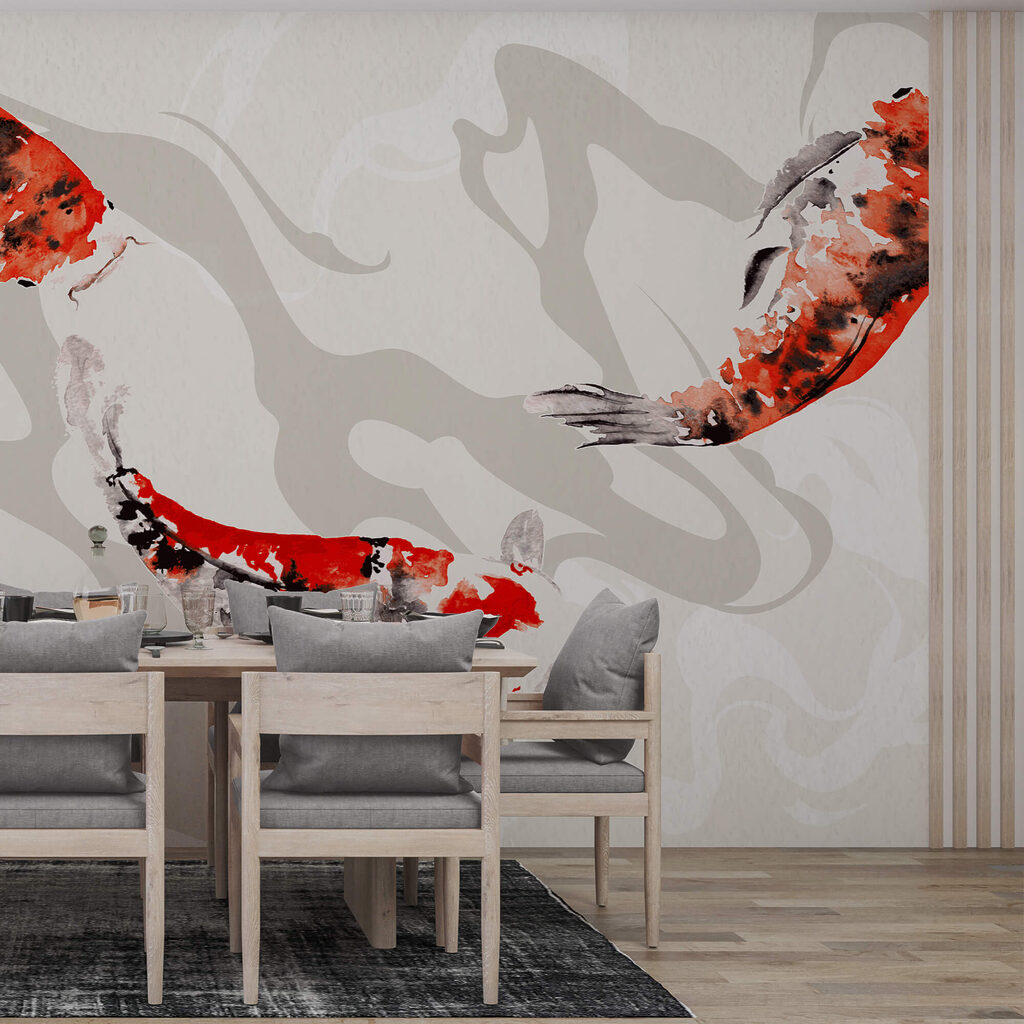 Malerei von schwimmenden Fischen