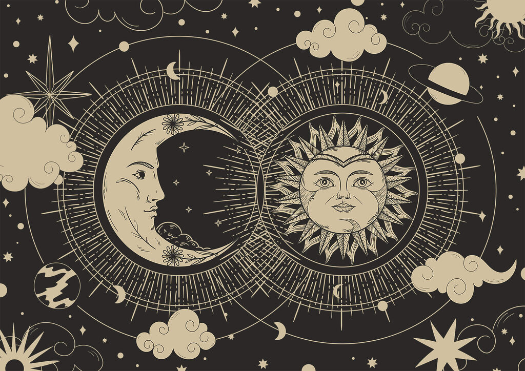 Sonne und Mond am Himmel Sonne und Mond am Himmel