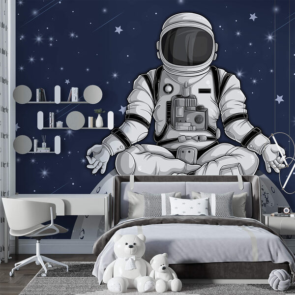 Ein Astronaut sitzt auf dem Mond Fototapeten Ein Astronaut sitzt auf dem Mond
