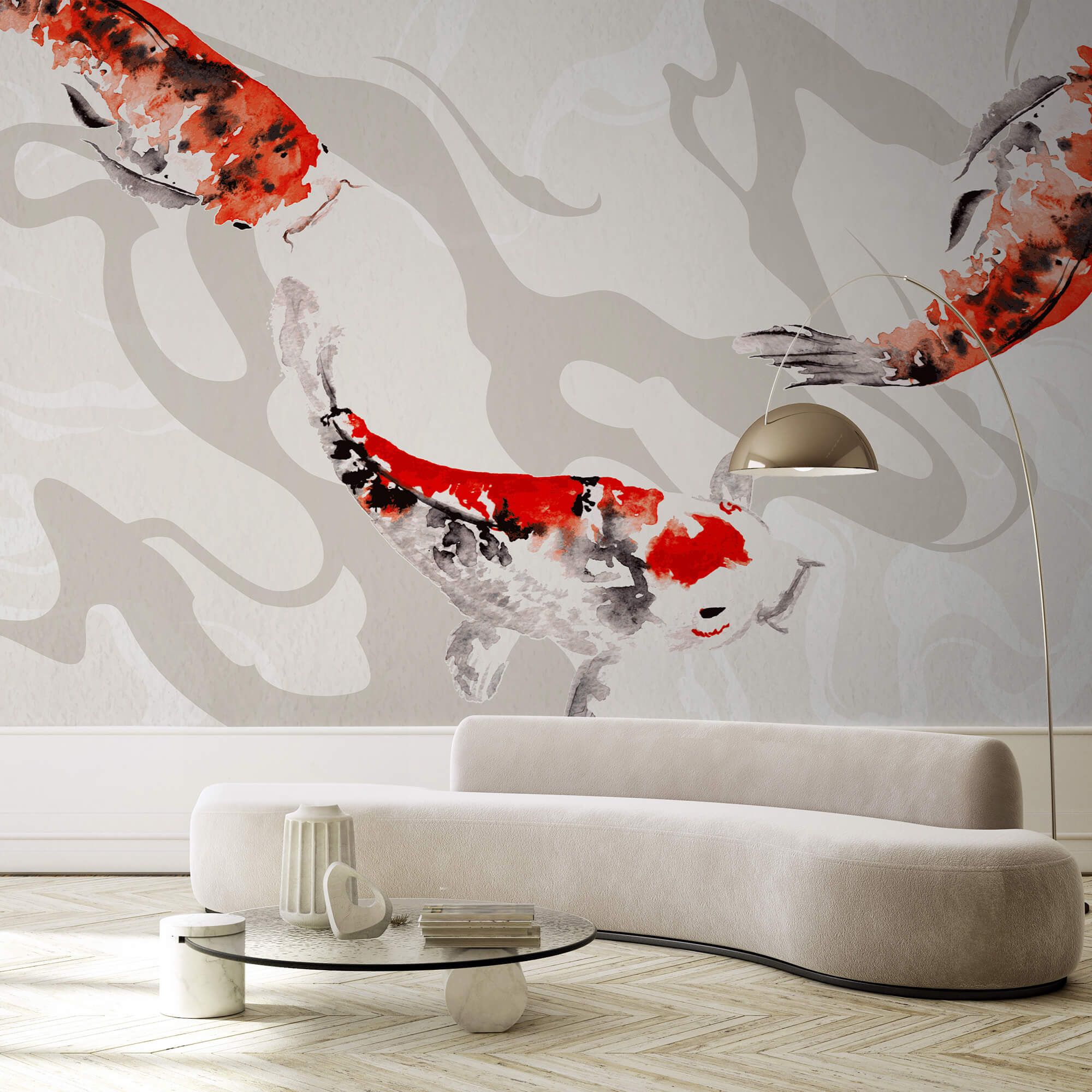 Malerei von schwimmenden Fischen