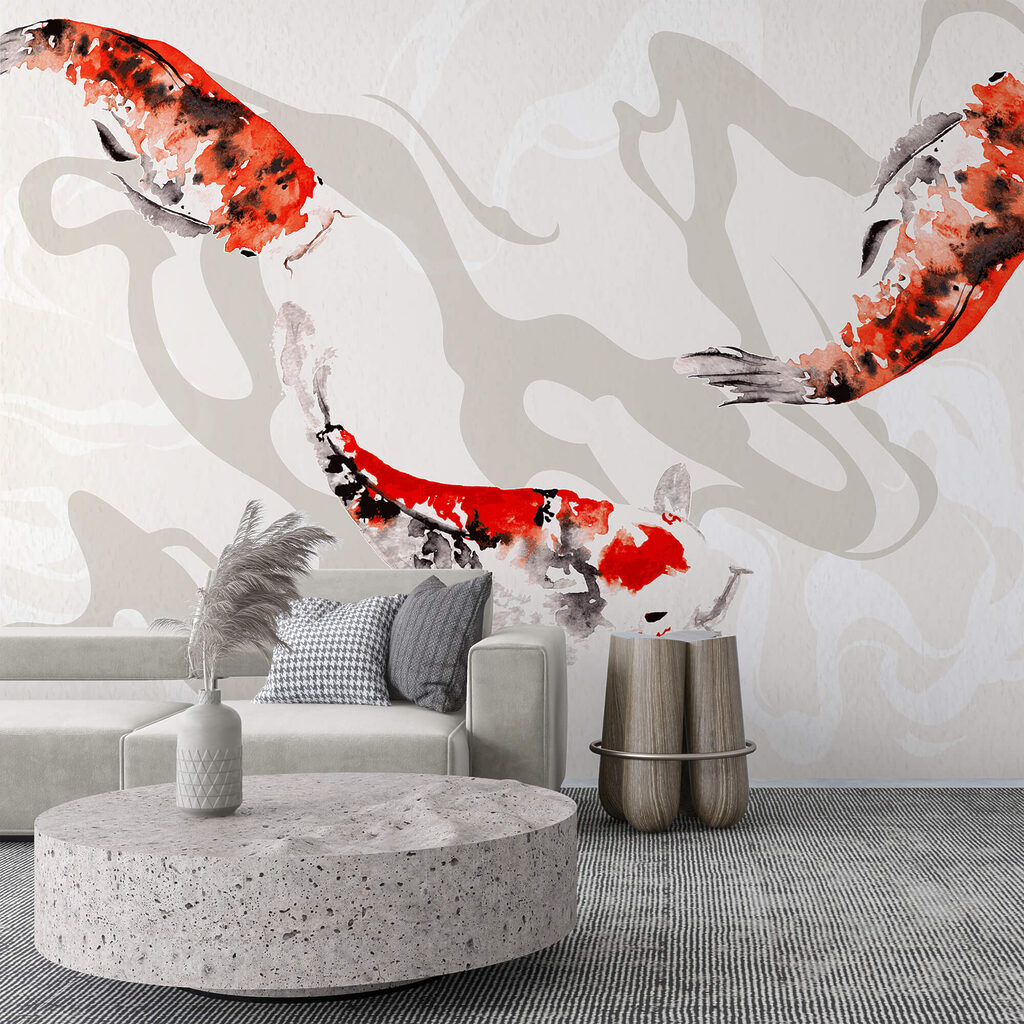 Malerei von schwimmenden Fischen