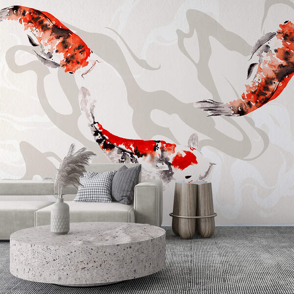 Malerei von schwimmenden Fischen