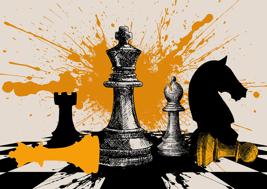 Schwarze und weiße Schachfiguren Schwarze und weiße Schachfiguren