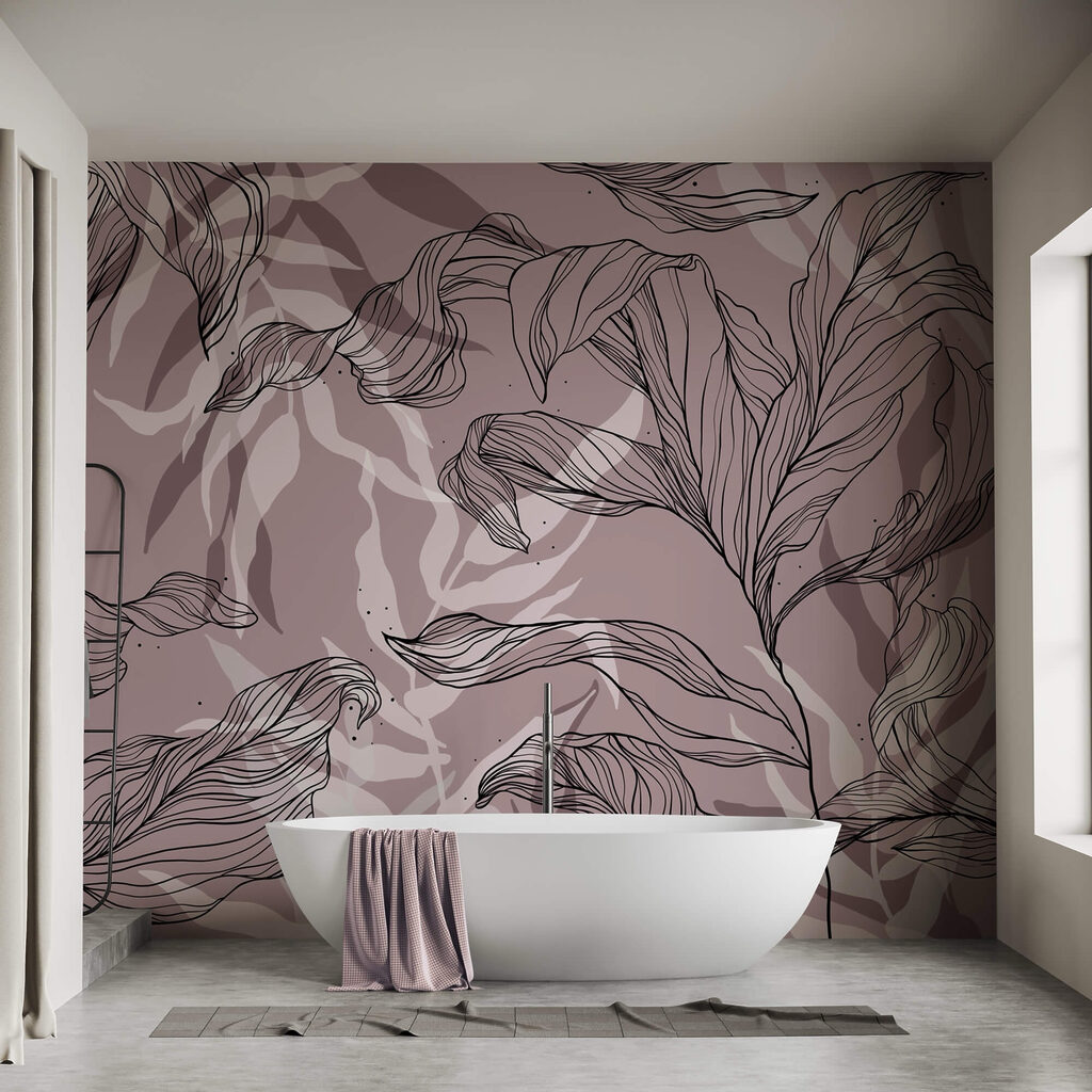 Zeichnung von Blättern auf einem rosa Hintergrund