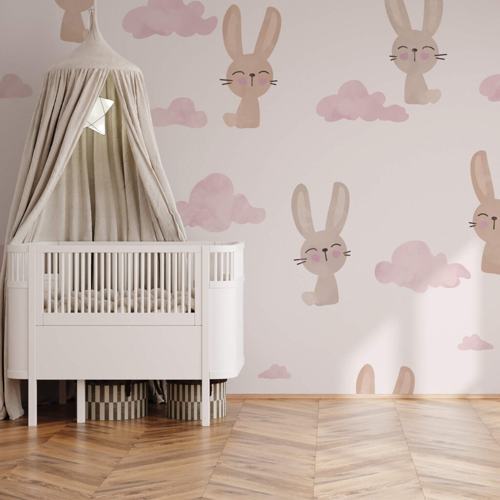 Muster aus Kaninchen und Wolken