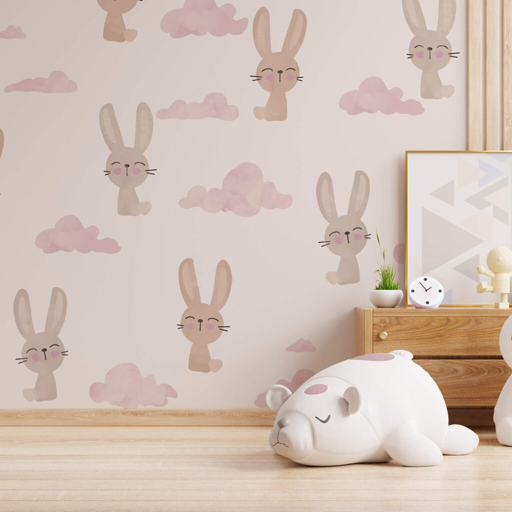 Muster aus Kaninchen und Wolken