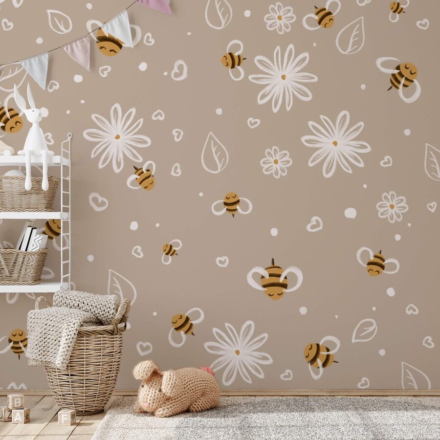 Muster von Bienen und Blumen