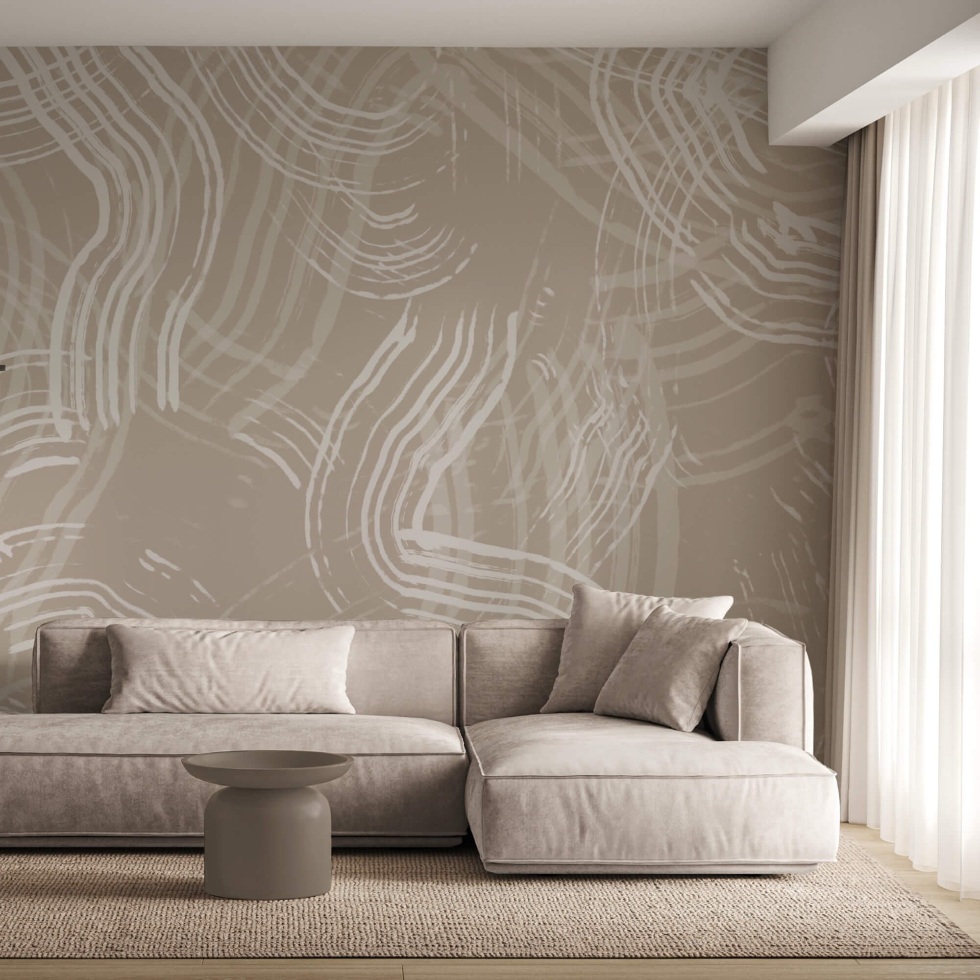 Weiße Linien auf einem hellbraunen Hintergrund