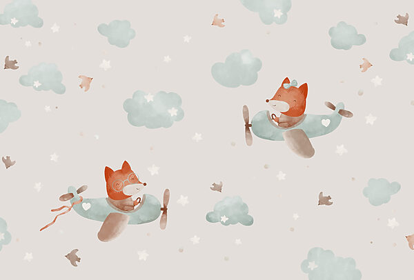 Pattern of foxes flying on airplanes