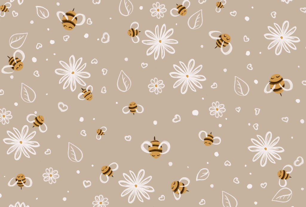 Muster von Bienen und Blumen Muster von Bienen und Blumen