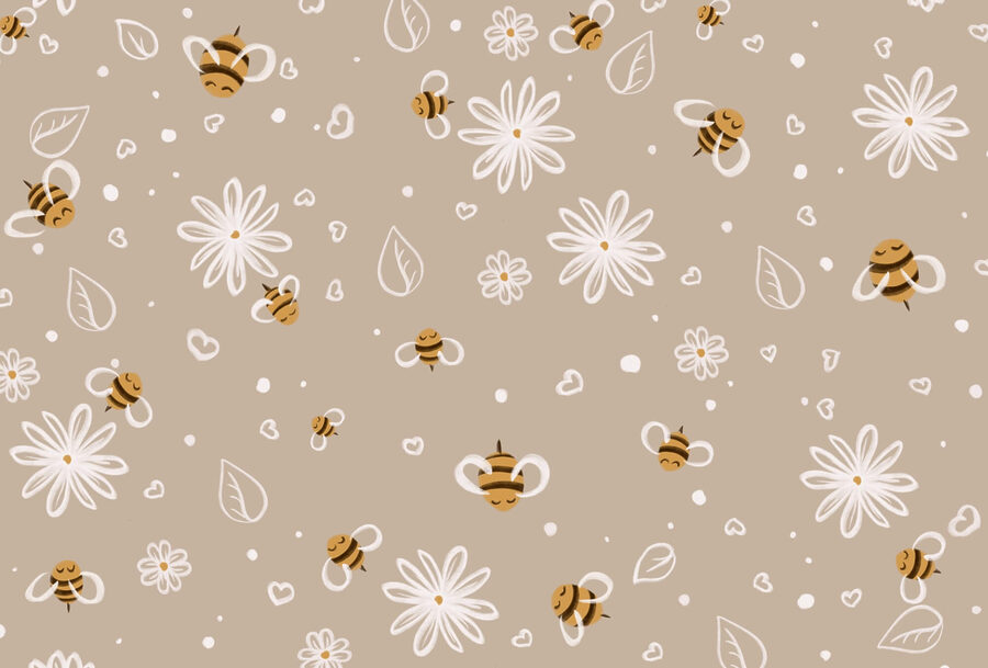 Muster von Bienen und Blumen