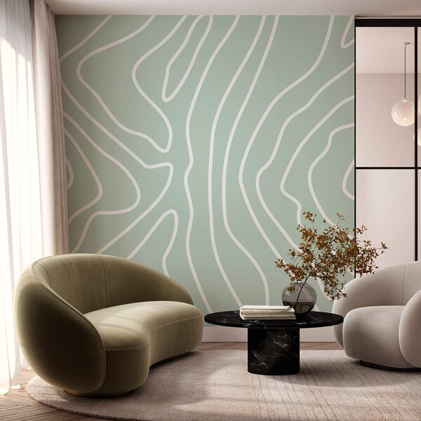 Weiße Linien auf hellgrünem Hintergrund