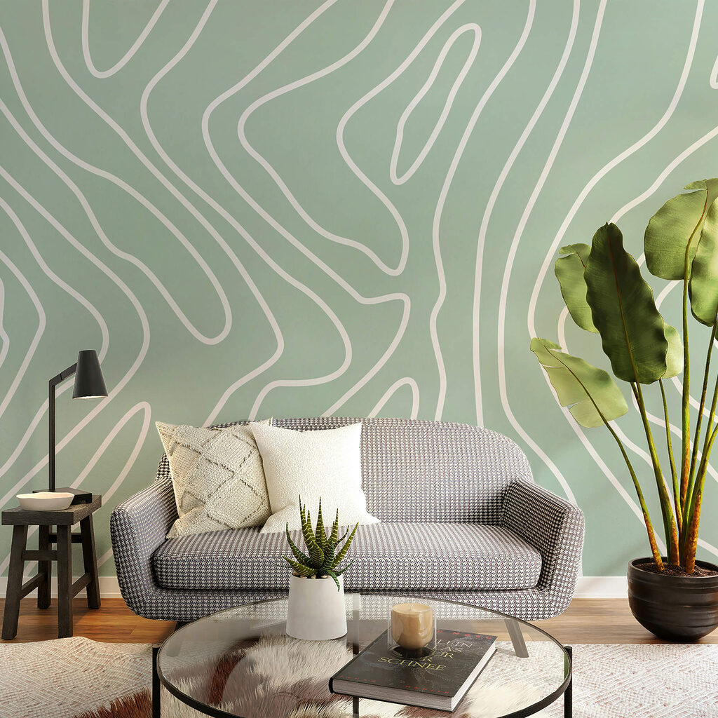 Weiße Linien auf hellgrünem Hintergrund