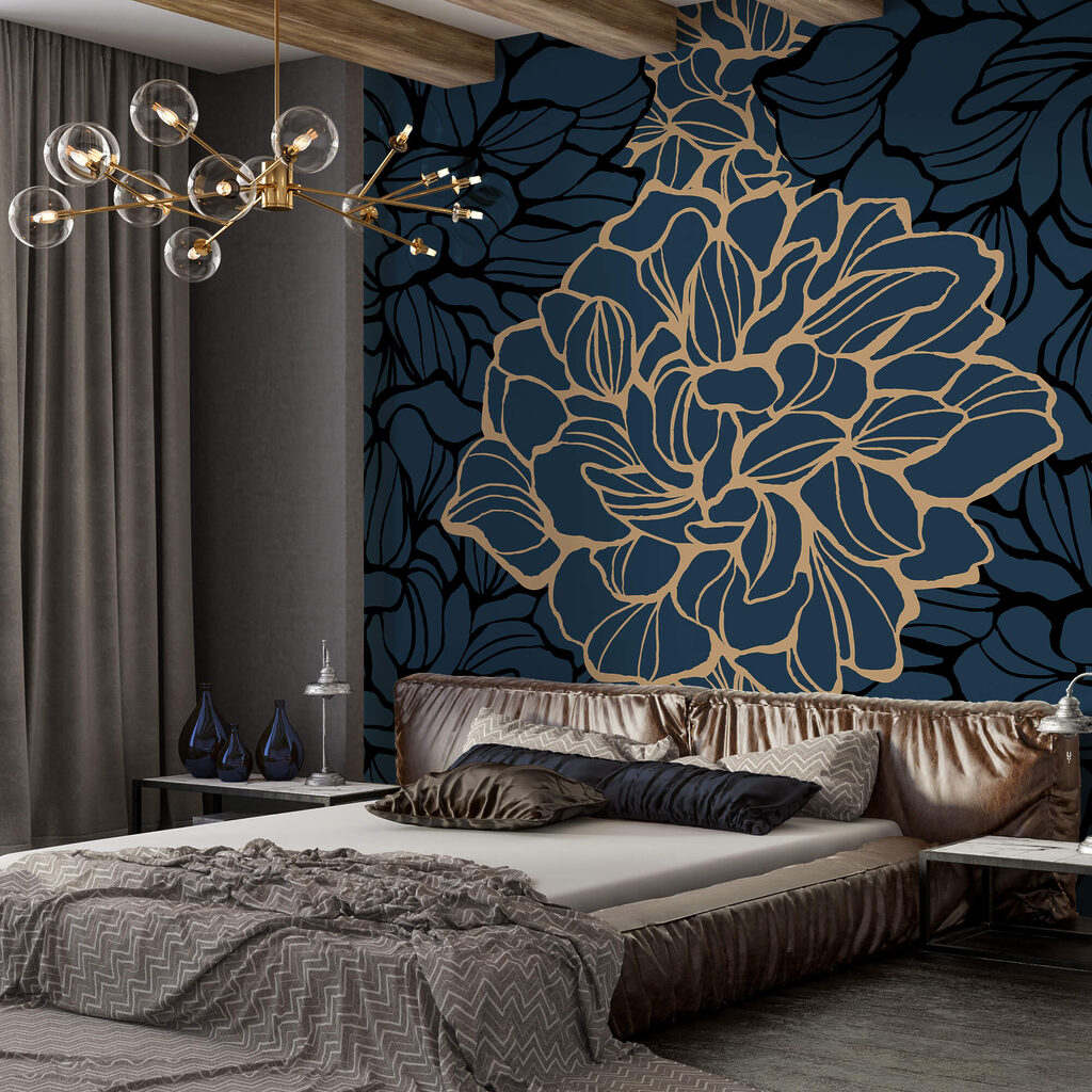 Kühnes florales Design auf dunklem Hintergrund