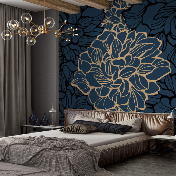 Kühnes florales Design auf dunklem Hintergrund