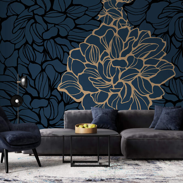 Kühnes florales Design auf dunklem Hintergrund