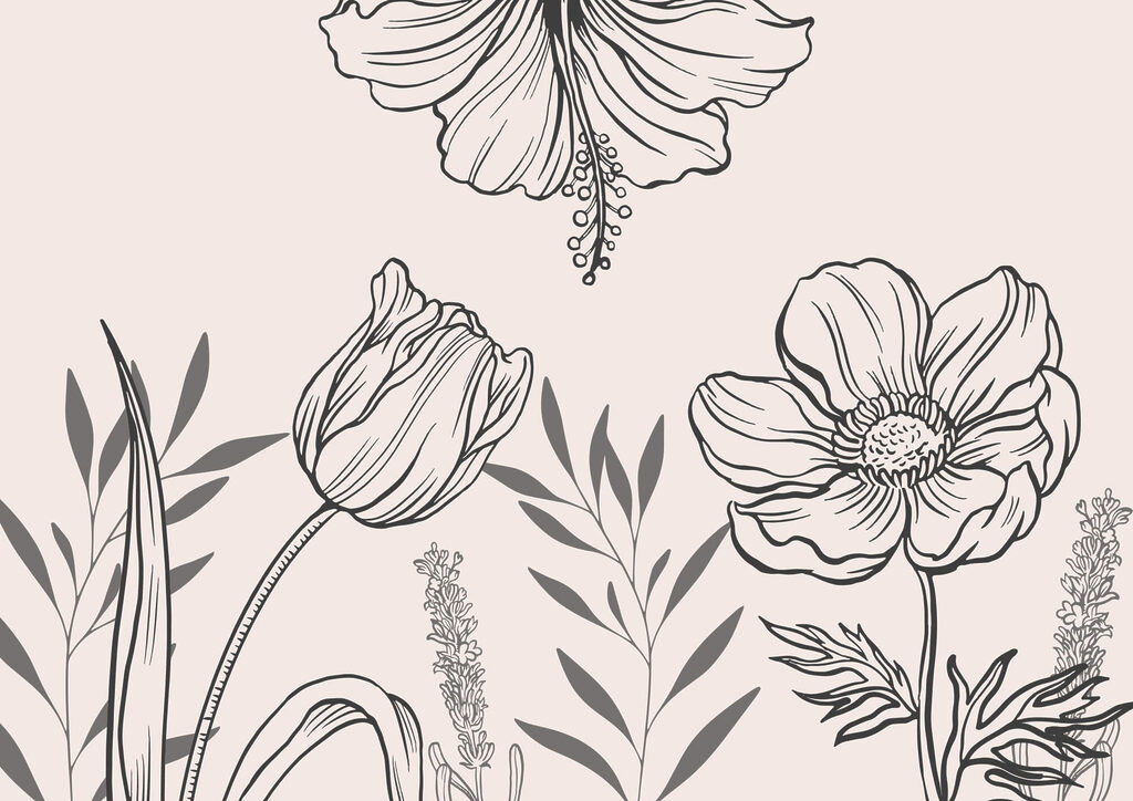 Zartes florales Liniendesign Zartes florales Liniendesign