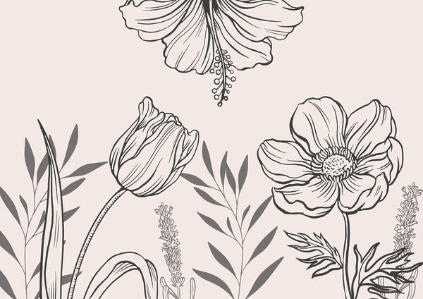 Zartes florales Liniendesign Zartes florales Liniendesign