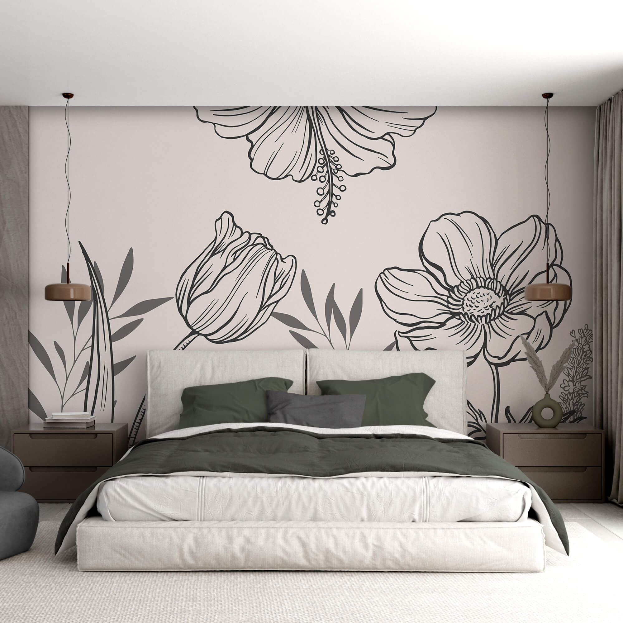 Zartes florales Liniendesign Zartes florales Liniendesign