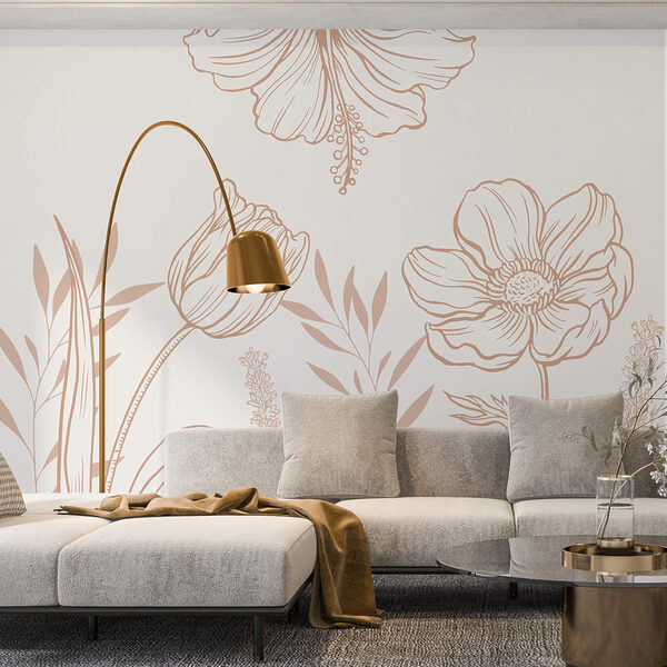Zartes florales Liniendesign. Zartes florales Liniendesign.