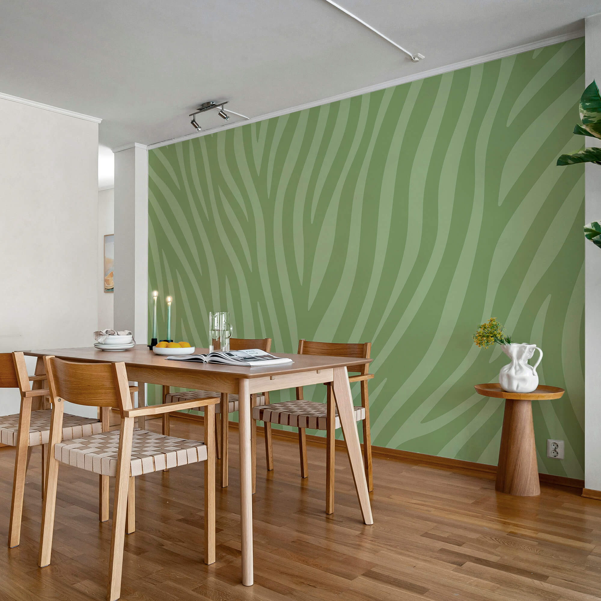 Grüner und weißer Zebradruck