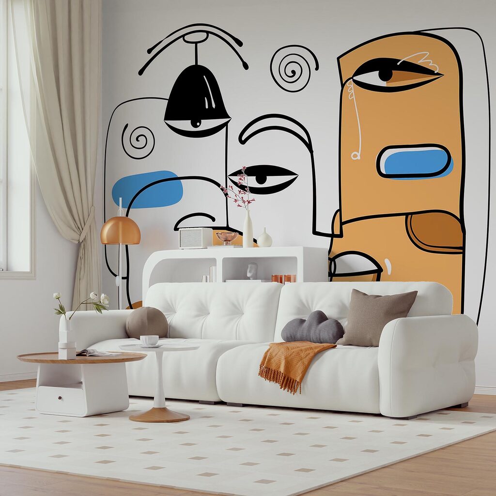 Gruppe von Gesichtern auf einem weißen Hintergrund