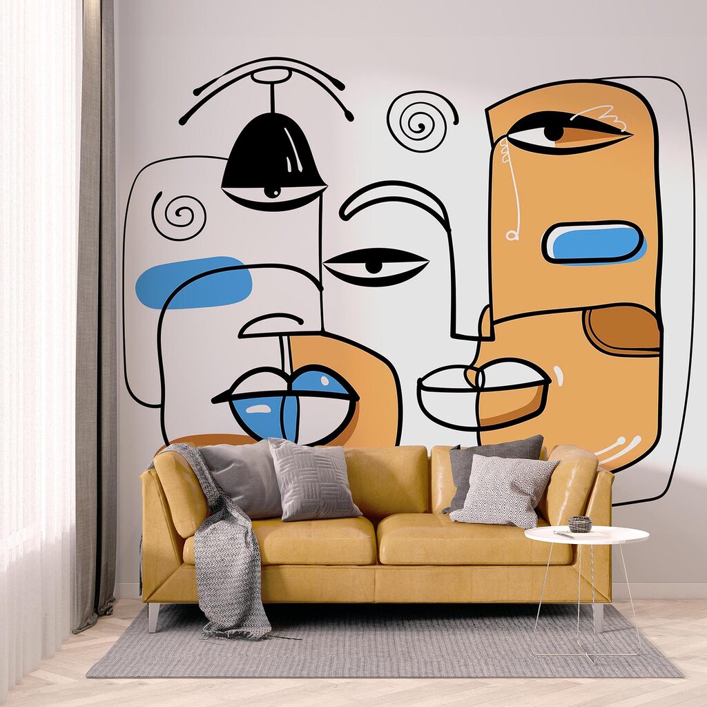 Gruppe von Gesichtern auf einem weißen Hintergrund