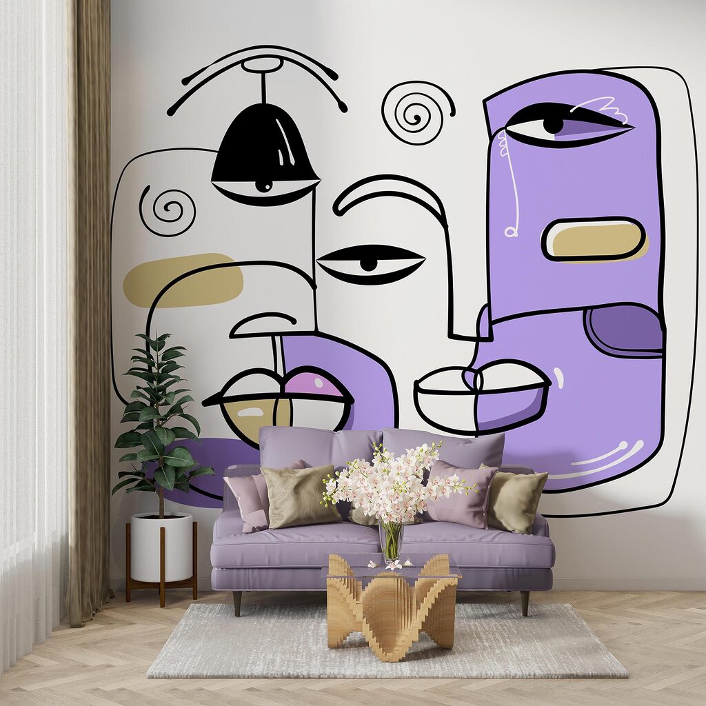 Gruppe von Gesichtern in verschiedenen Farben gezeichnet Gruppe von Gesichtern in verschiedenen Farben gezeichnet