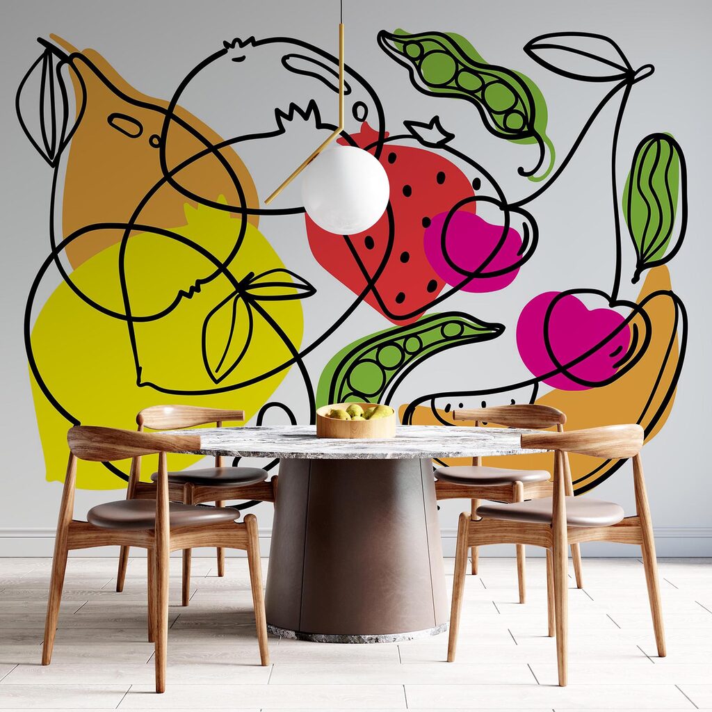 Zeichnen von verschiedenen Obst- und Gemüsesorten