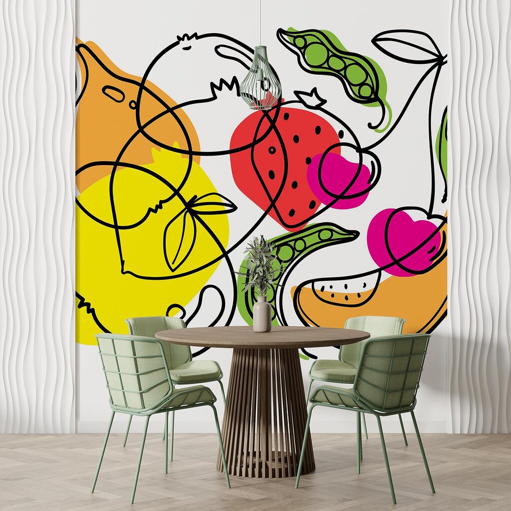 Zeichnen von verschiedenen Obst- und Gemüsesorten