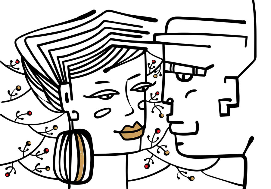 Fototapeten Wall murals Drawing of a man and a woman – Bild 3