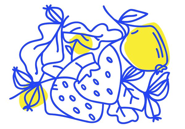 Zeichnung von Früchten und Blättern Zeichnung von Früchten und Blättern