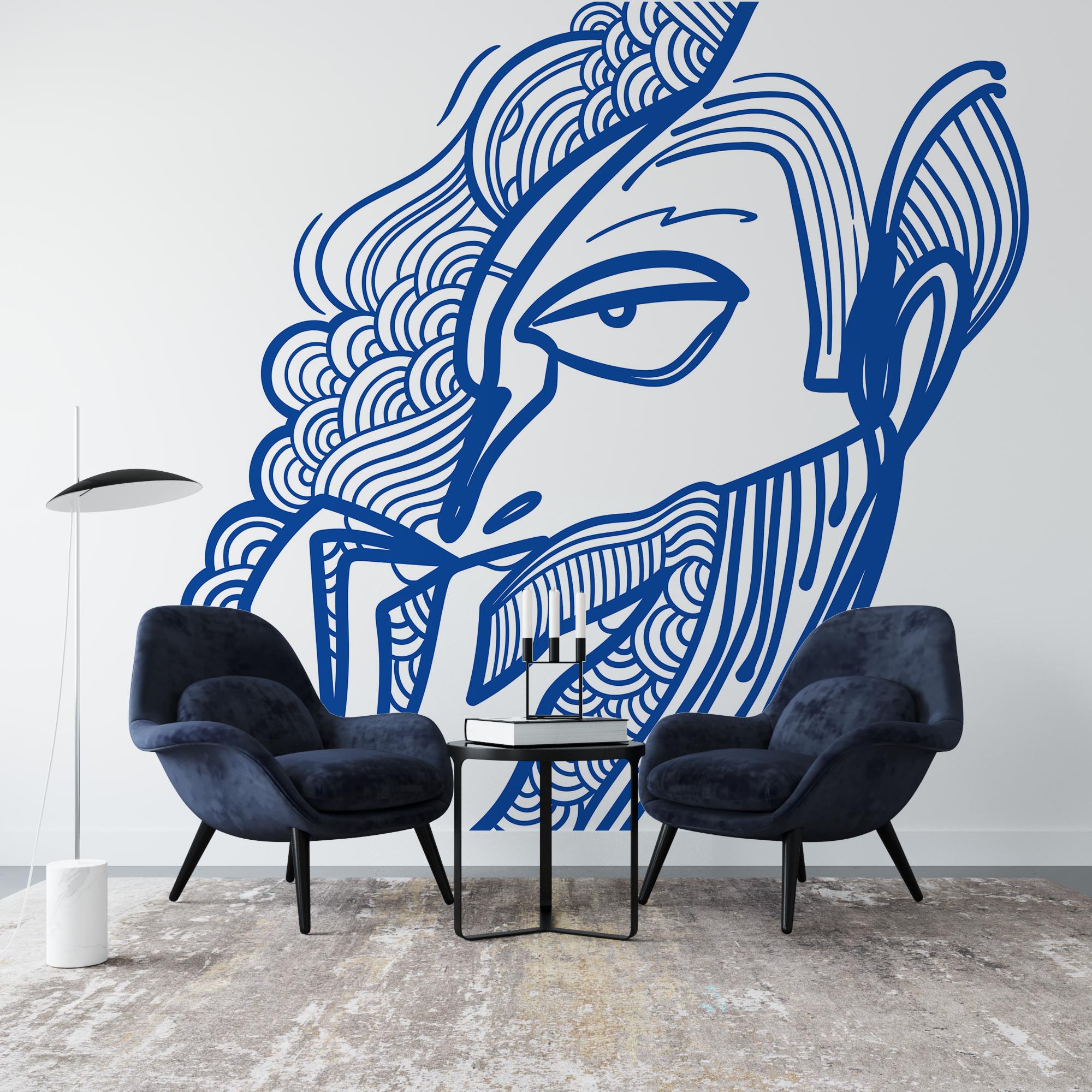 Zeichnung eines Mannes mit der Hand vor dem Mund