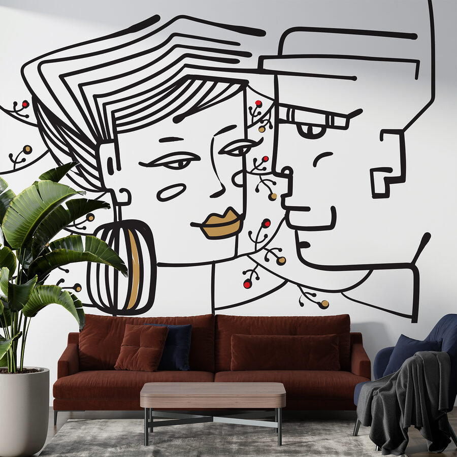 Fototapeten Wall murals Drawing of a man and a woman – Bild 2