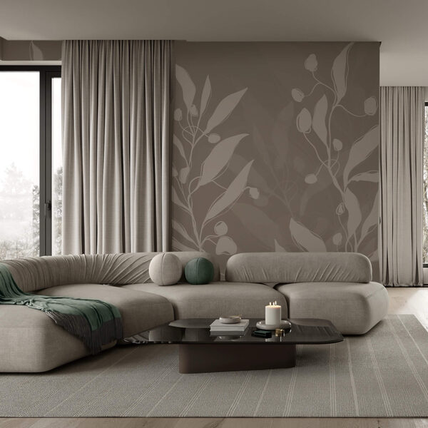 Sanftes botanisches Design auf neutralem Hintergrund Sanftes botanisches Design auf neutralem Hintergrund