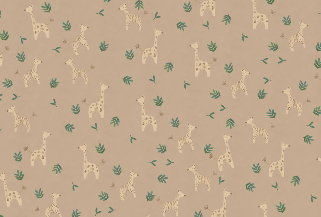 Muster aus Giraffen und Blättern Muster aus Giraffen und Blättern