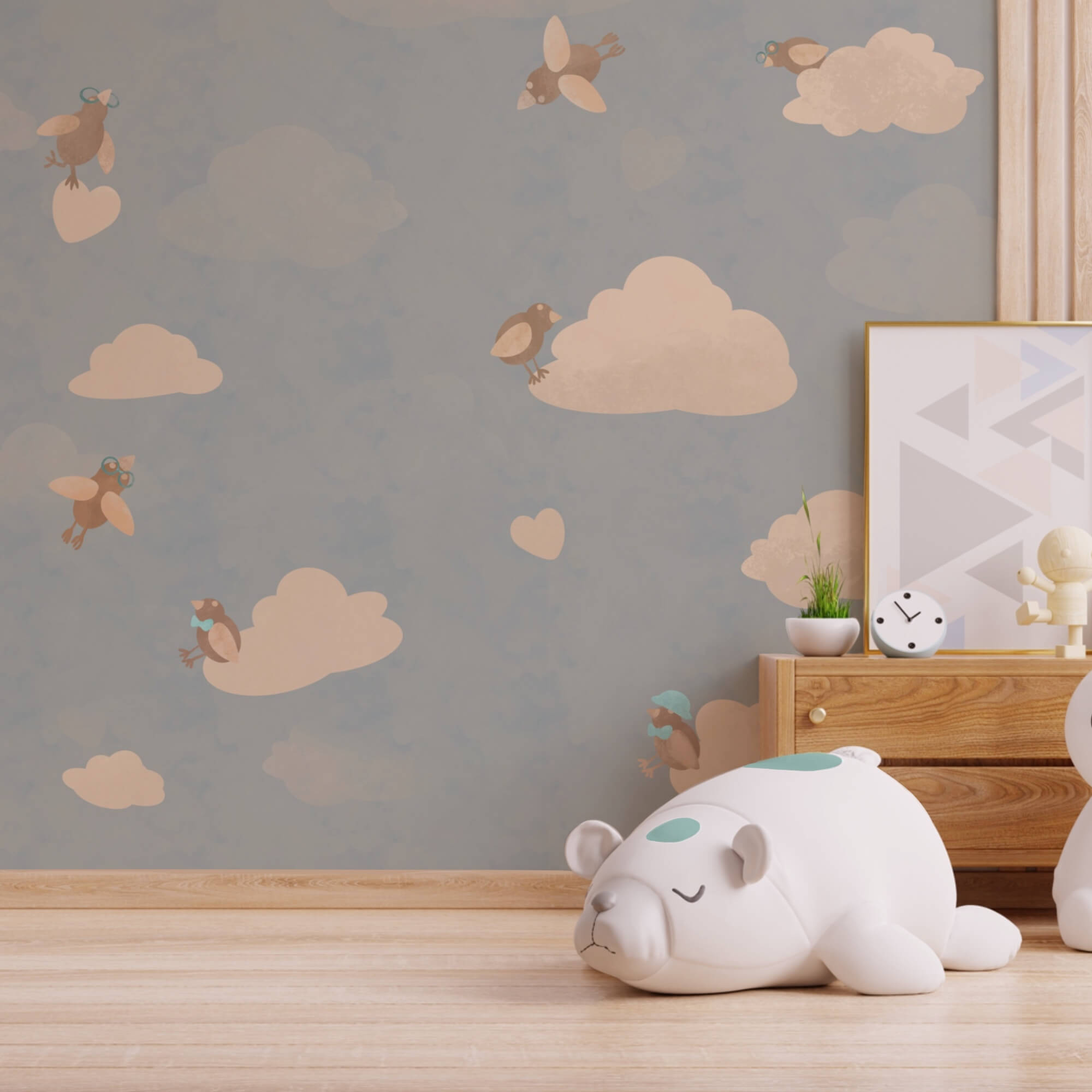 Muster von fliegenden Vögeln am Himmel