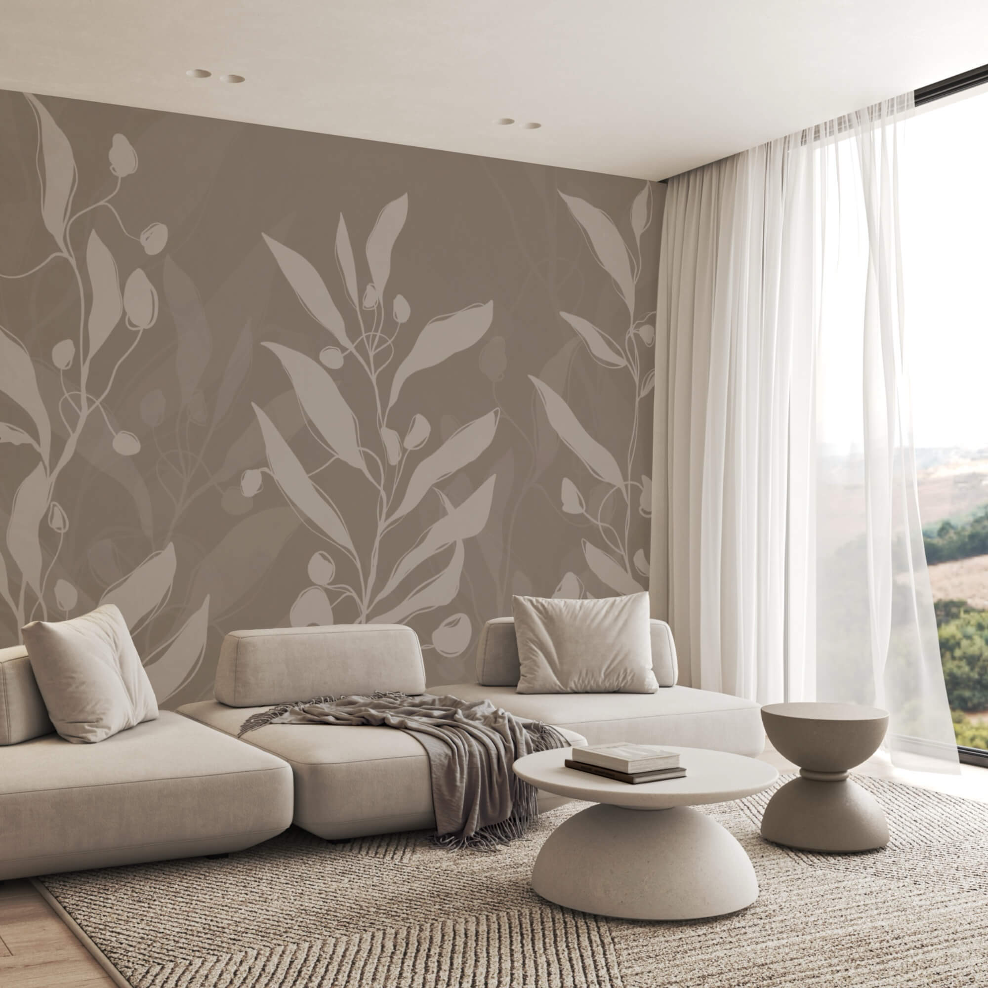 Sanftes botanisches Design auf neutralem Hintergrund